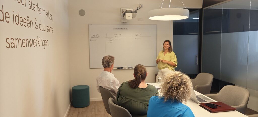 Het team van TONC tijdens een brainstorm voor een Groeiscan.